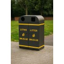 MK2 Double Litter Bin – Dual 75L Waste & Recycling Unit K2 Double Litter Bin with dual compartments for litter and recycling